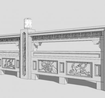 石材护栏su模型下载_sketchup草图大师SKP模型