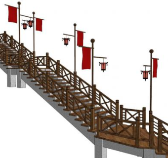 山地栈道su模型下载_sketchup草图大师SKP模型