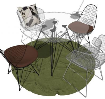 工业风桌椅su模型下载_sketchup草图大师SKP模型