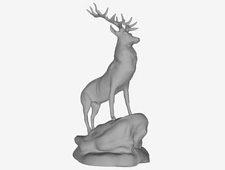 小品鹿雕塑su模型下载_sketchup草图大师SKP模型