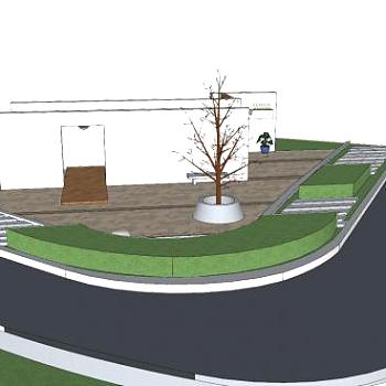 现代园林景墙景观SU模型下载_sketchup草图大师SKP模型