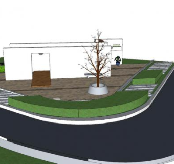 现代园林景墙景观SU模型下载_sketchup草图大师SKP模型