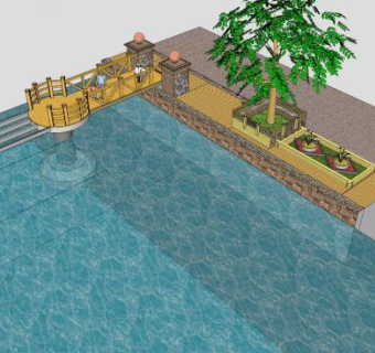 现代小桥景观SU模型下载_sketchup草图大师SKP模型