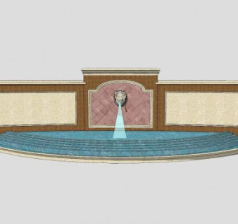 欧式雕塑流水景观墙SU模型下载_sketchup草图大师SKP模型