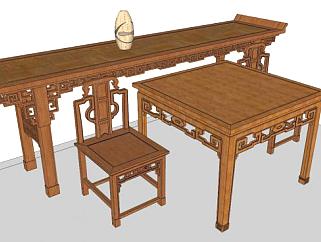 <em>古典</em>中式桌椅su模型下载_sketchup草图大师SKP模型