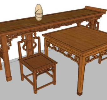 古典中式桌椅su模型下载_sketchup草图大师SKP模型