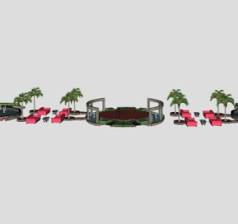 现代园林休闲景观SU模型下载_sketchup草图大师SKP模型