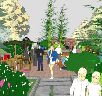 新中式园林走道景观SU模型下载_sketchup草图大师SKP模型