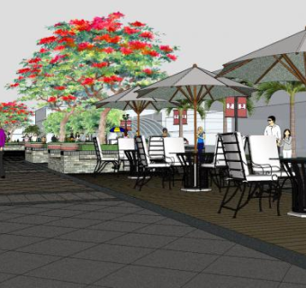 现代金石步行街景观SU模型下载_sketchup草图大师SKP模型