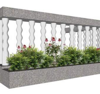 阳台花坛盆栽SU模型下载_sketchup草图大师SKP模型