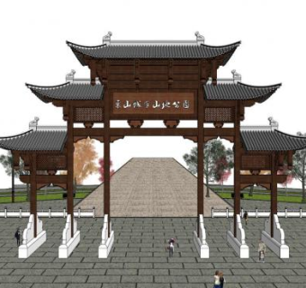 古典大门su模型下载_sketchup草图大师SKP模型