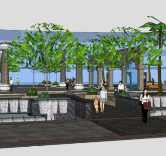 中式园林景观设计SU模型下载_sketchup草图大师SKP模型