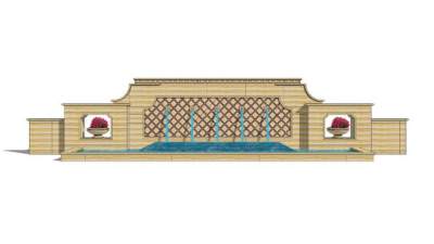 欧式流水景墙设计SU模型下载_sketchup草图大师SKP模型