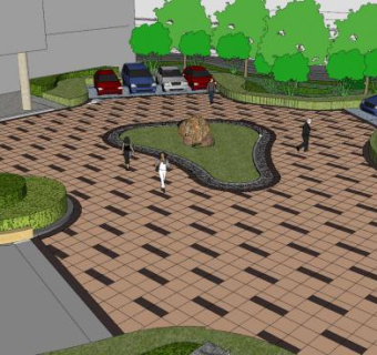 现代停车场景观SU模型下载_sketchup草图大师SKP模型