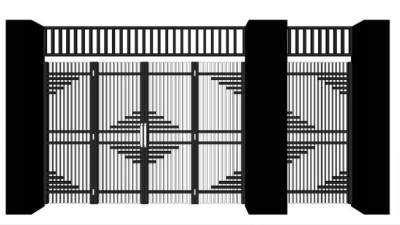 厂房铁艺大门su模型下载_sketchup草图大师SKP模型