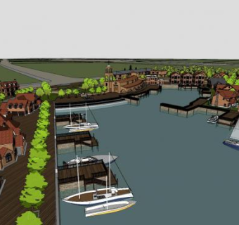 现代码头景观SU模型下载_sketchup草图大师SKP模型