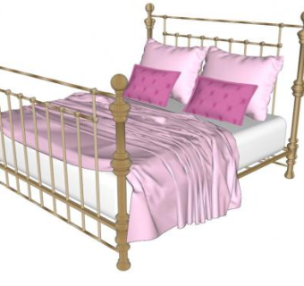 欧式公主床su模型下载_sketchup草图大师SKP模型