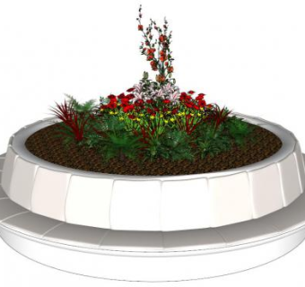 圆形花坛座椅su模型下载_sketchup草图大师SKP模型