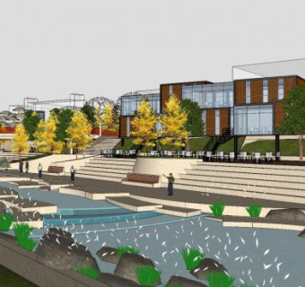 现代园林水景景观SU模型下载_sketchup草图大师SKP模型