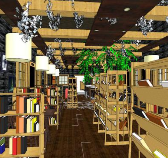 书店展示su模型下载_sketchup草图大师SKP模型