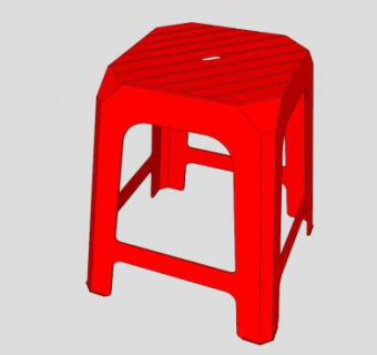 红色塑料凳su模型下载_sketchup草图大师SKP模型