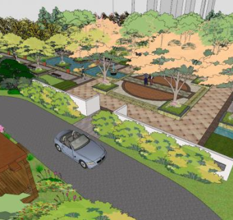 中式园林景观规划sketchup模型下载_sketchup草图大师SKP模型