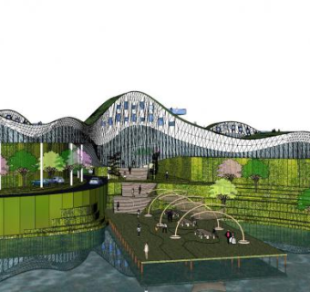 现代建筑园林景观SU模型下载_sketchup草图大师SKP模型