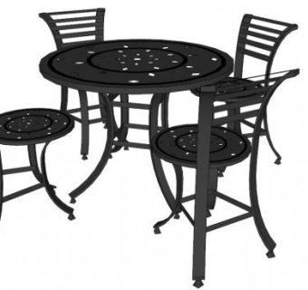 美式外摆桌椅su模型下载_sketchup草图大师SKP模型