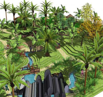 中式园林植物景观SU模型下载_sketchup草图大师SKP模型