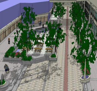 欧式街道景观SU模型下载_sketchup草图大师SKP模型
