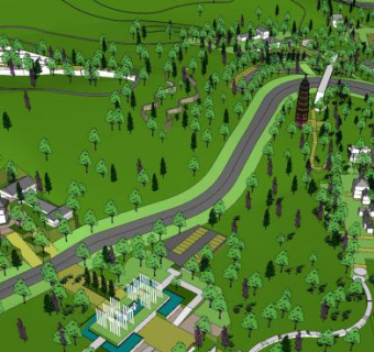 现代园林景观规划SU模型下载_sketchup草图大师SKP模型