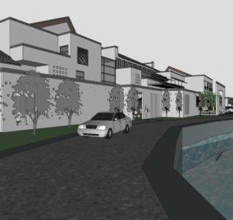 中式园林景观走道SU模型下载_sketchup草图大师SKP模型