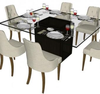 透明玻璃桌子su模型下载_sketchup草图大师SKP模型