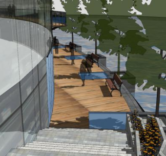 现代建筑沿河景观SU模型下载_sketchup草图大师SKP模型