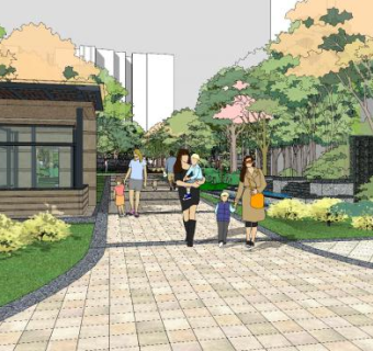 中式走道园林景观sketchup模型下载_sketchup草图大师SKP模型