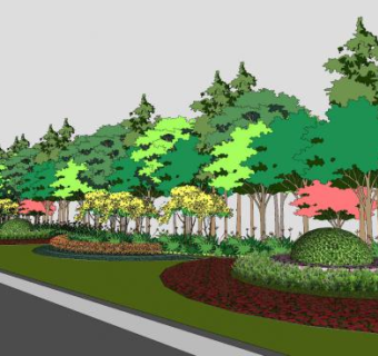 现代公共花圃景观SU模型下载_sketchup草图大师SKP模型