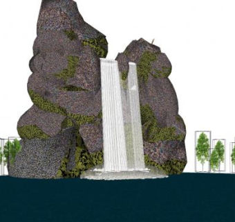 自然风瀑布景观SU模型下载_sketchup草图大师SKP模型