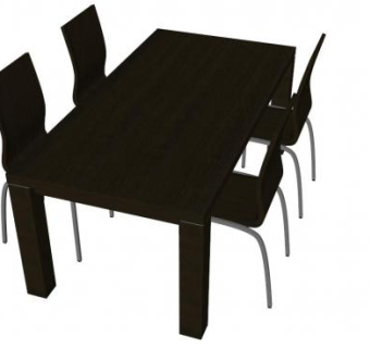 餐厅4人桌su模型下载_sketchup草图大师SKP模型