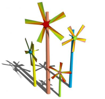 现代风车景观小品SU模型下载_sketchup草图大师SKP模型
