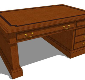 红木办公桌su模型下载_sketchup草图大师SKP模型