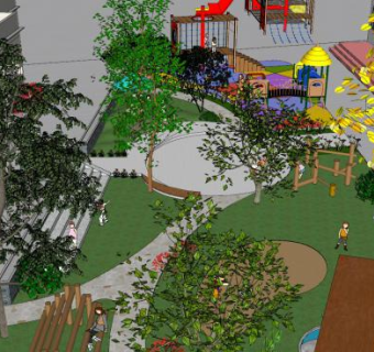 中式园林游乐设施景观SU模型下载_sketchup草图大师SKP模型