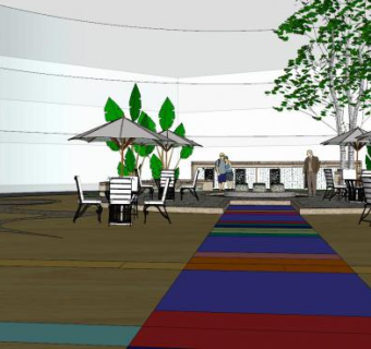 简欧街道花箱景观SU模型下载_sketchup草图大师SKP模型