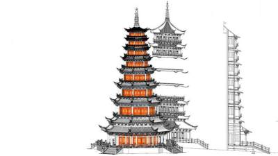 古建筑景观塔su模型下载_sketchup草图大师SKP模型