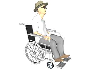 <em>坐轮椅</em>的人su模型下载_sketchup草图大师SKP模型