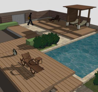 新中式小院景观SU模型下载_sketchup草图大师SKP模型