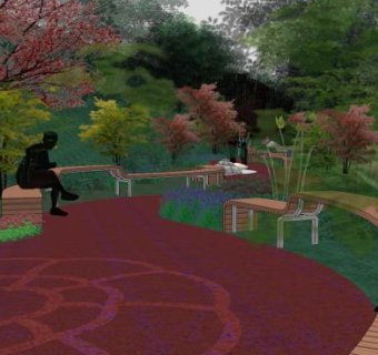 中式园林休闲景观SU模型下载_sketchup草图大师SKP模型