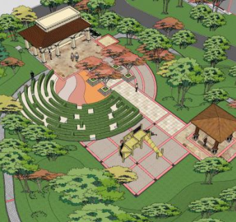 欧式园林凉亭景观SU模型下载_sketchup草图大师SKP模型