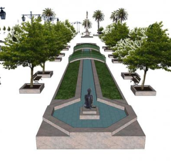 现代公园建筑景观sketchup模型下载_sketchup草图大师SKP模型