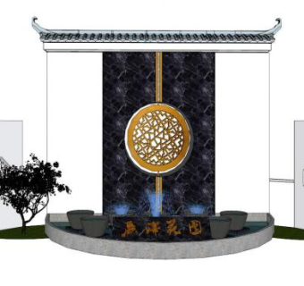 小区景观小品su模型下载_sketchup草图大师SKP模型