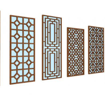 新中式门窗su模型下载_sketchup草图大师SKP模型